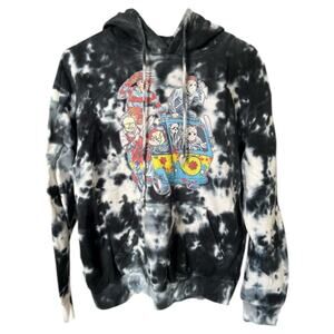 Zuni Hoodie - Black & White Tie-Dye with Horror Villains Mystery Machine - M